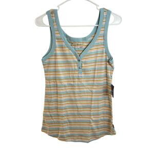 Eddie Bauer Favorite Henley Tank Retro Button Top Womens Size Medium Glacier